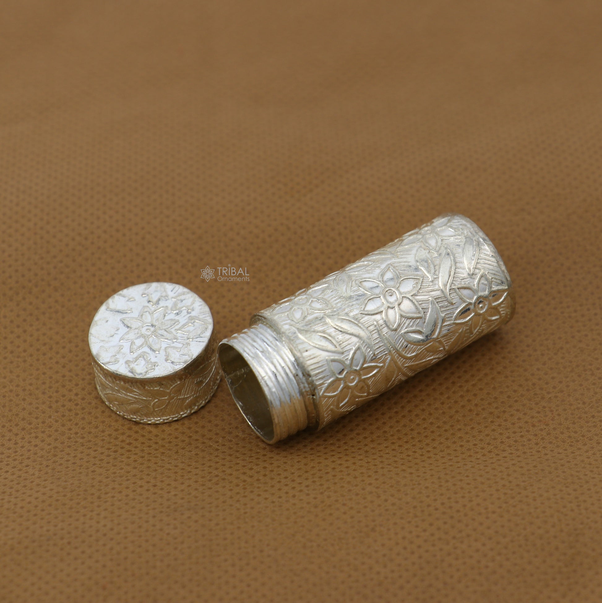 925 sterling silver trinket box, kajal box brides flower design box , tobacco box stb860 - TRIBAL ORNAMENTS