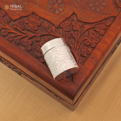 925 sterling silver trinket box with bride’s flower design, tribal ornaments kajal and tobacco box for jewelry storage.