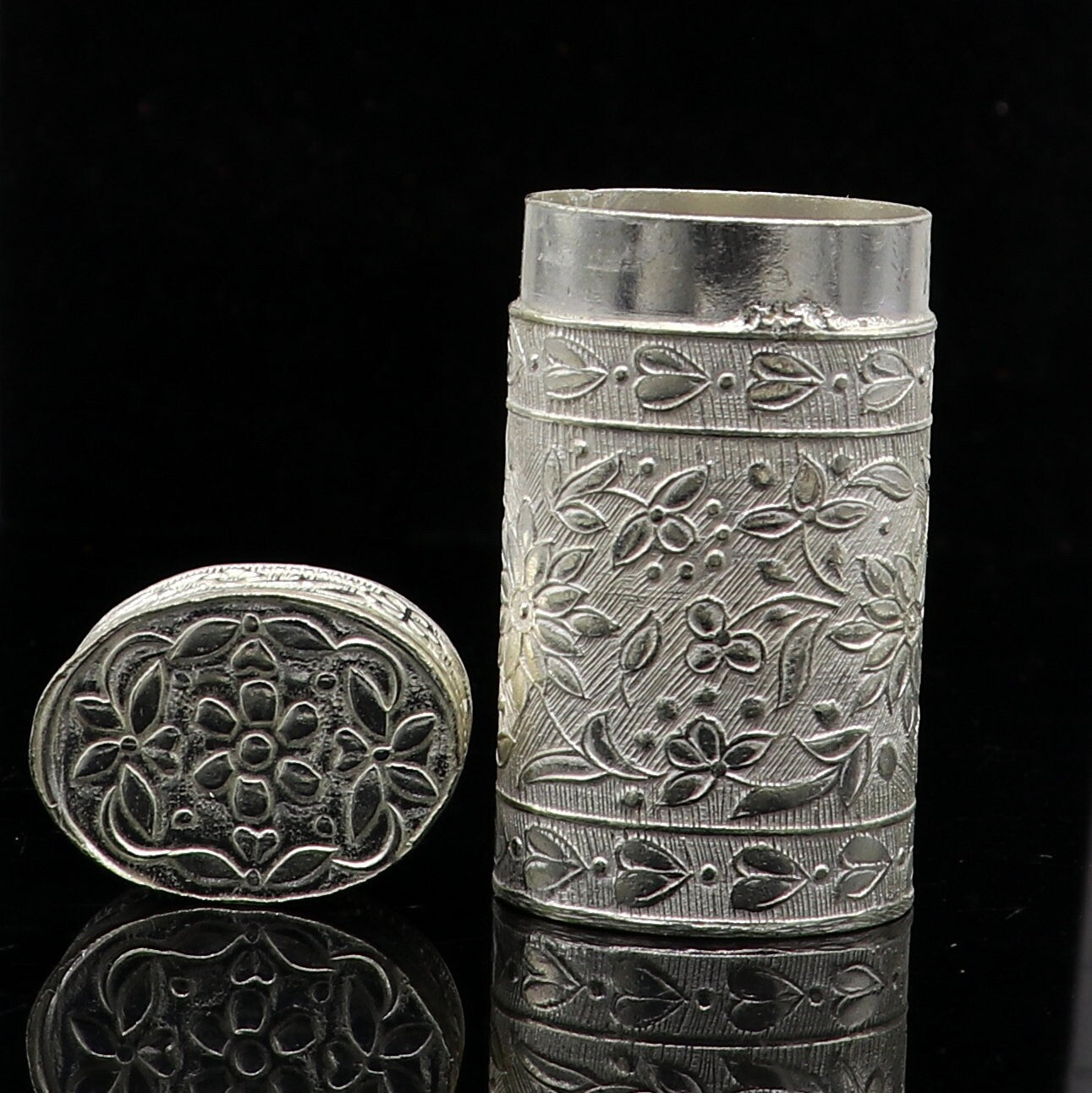 925 sterling silver trinket box, kajal box brides peacock design box/ Temple article stb853 - TRIBAL ORNAMENTS