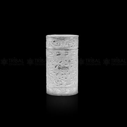 925 sterling silver trinket box, kajal box brides peacock design box/ Temple article stb853 - TRIBAL ORNAMENTS