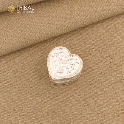 925 sterling silver bridal heart-shaped trinket box from Tribal Ornaments, elegant container for jewelry and small treasures.
