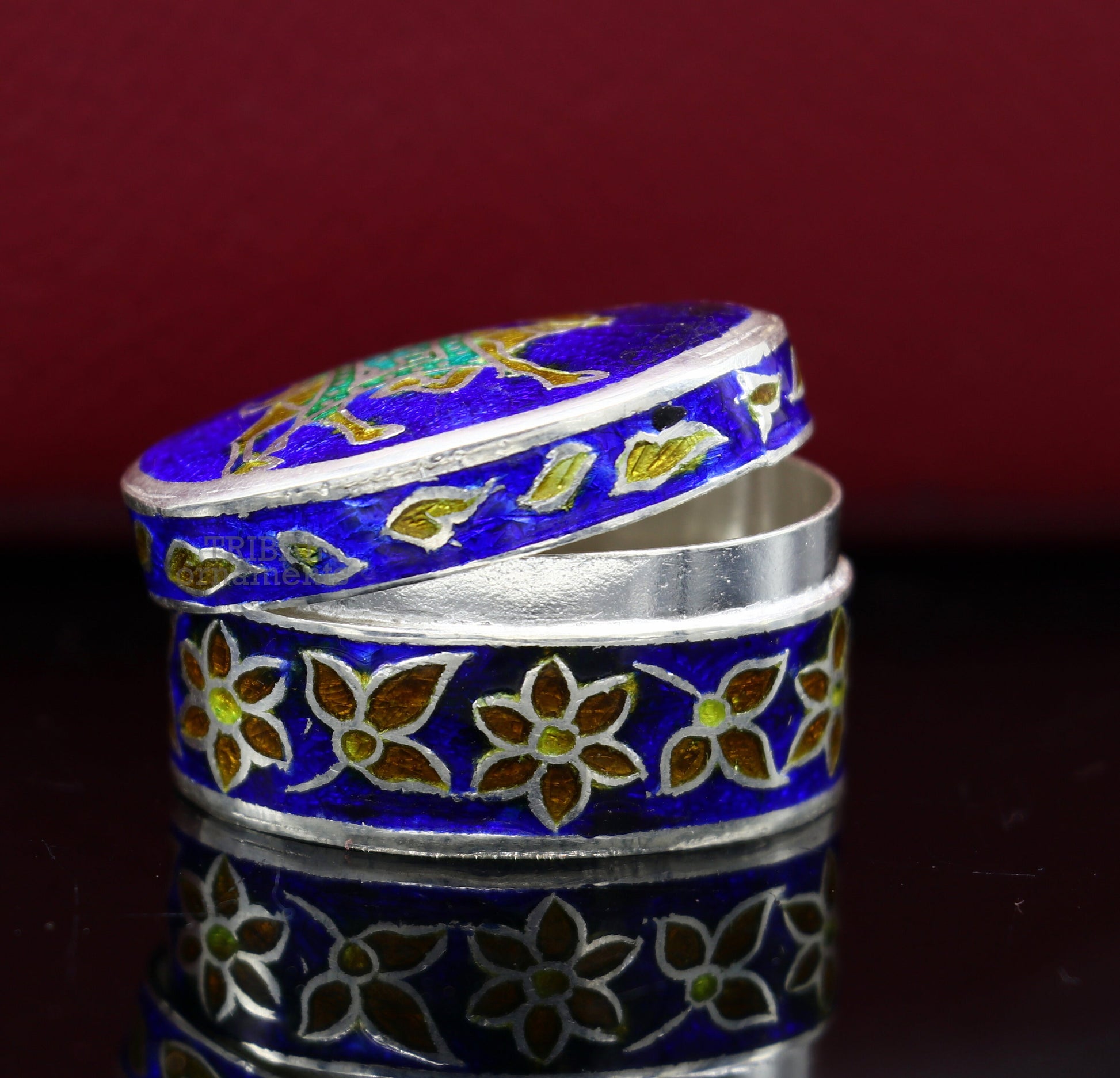 925 sterling silver trinket box, kajal box/casket box bridal oval shape box collection, container box, eyeliner box gifting art stb364 - TRIBAL ORNAMENTS