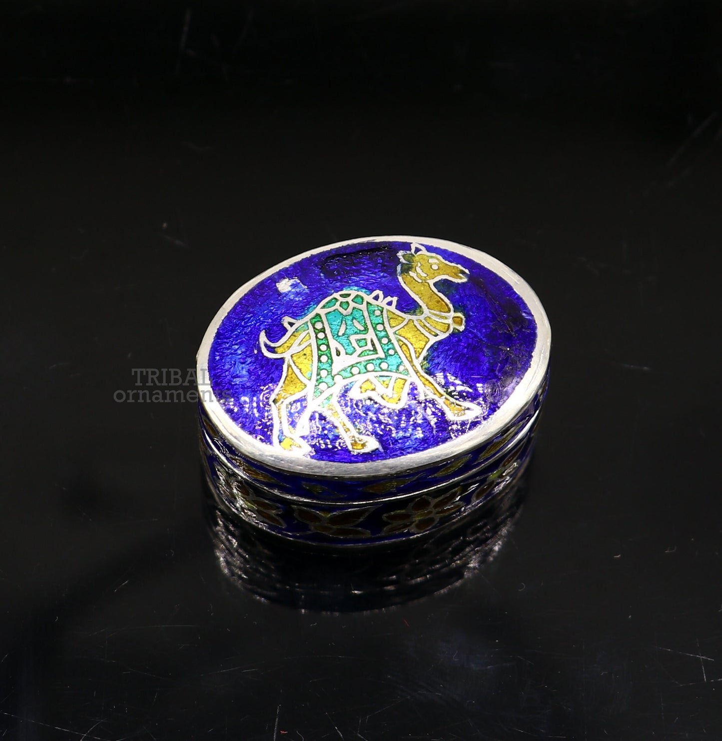 925 sterling silver trinket box, kajal box/casket box bridal oval shape box collection, container box, eyeliner box gifting art stb364 - TRIBAL ORNAMENTS