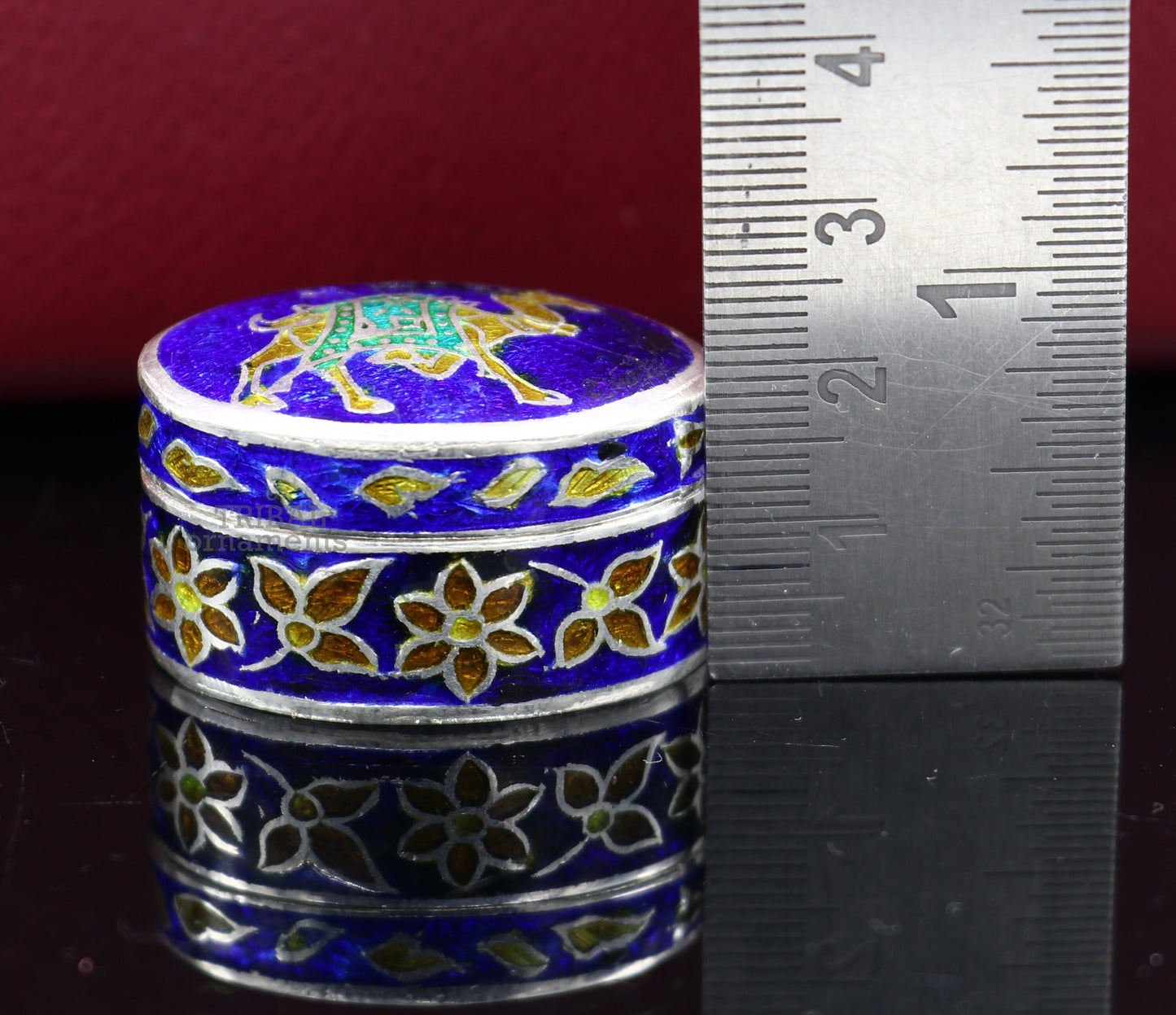 925 sterling silver trinket box, kajal box/casket box bridal oval shape box collection, container box, eyeliner box gifting art stb364 - TRIBAL ORNAMENTS