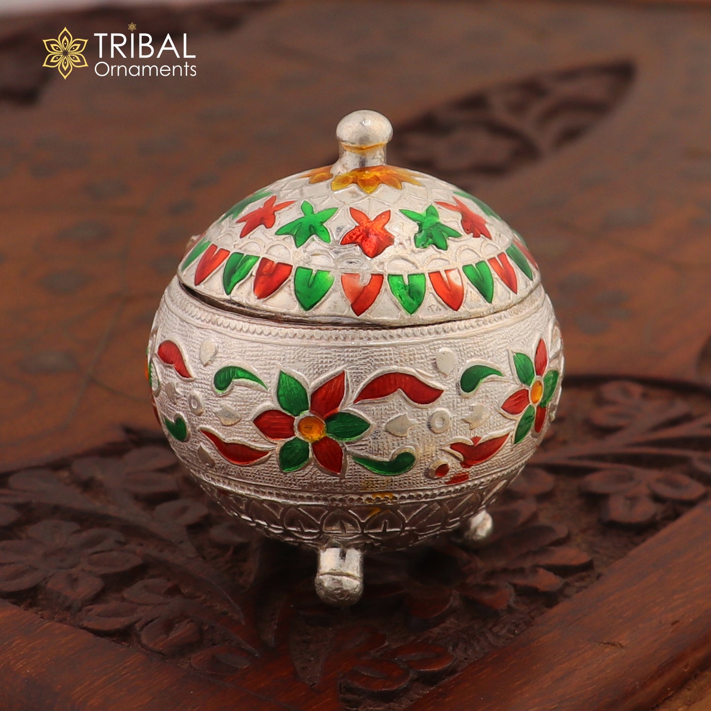 925 sterling silver trinket box, kajal box/casket box bridal polygon shape sindur box collection, container box, eyeliner box gifting stb388 - TRIBAL ORNAMENTS
