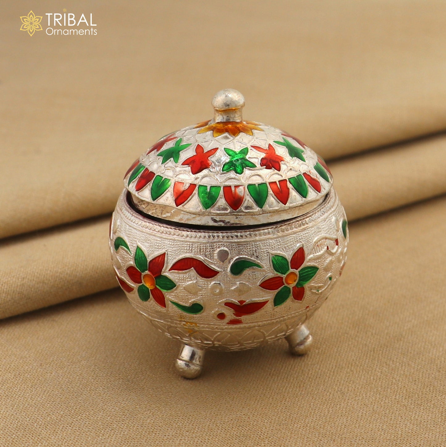 925 sterling silver trinket box, kajal box/casket box bridal polygon shape sindur box collection, container box, eyeliner box gifting stb388 - TRIBAL ORNAMENTS