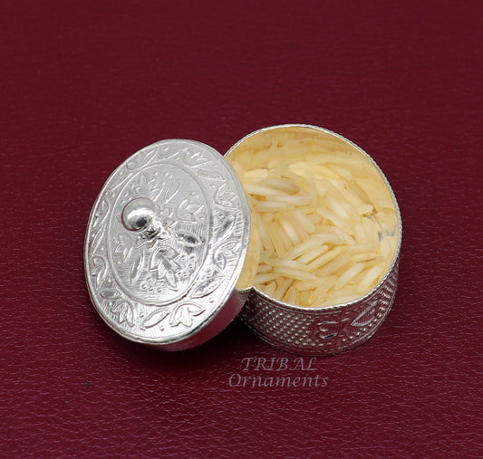 925 sterling silver trinket box, kajal box/casket box bridal polygon shape sindur box collection, container box, eyeliner box gifting stb400 - TRIBAL ORNAMENTS