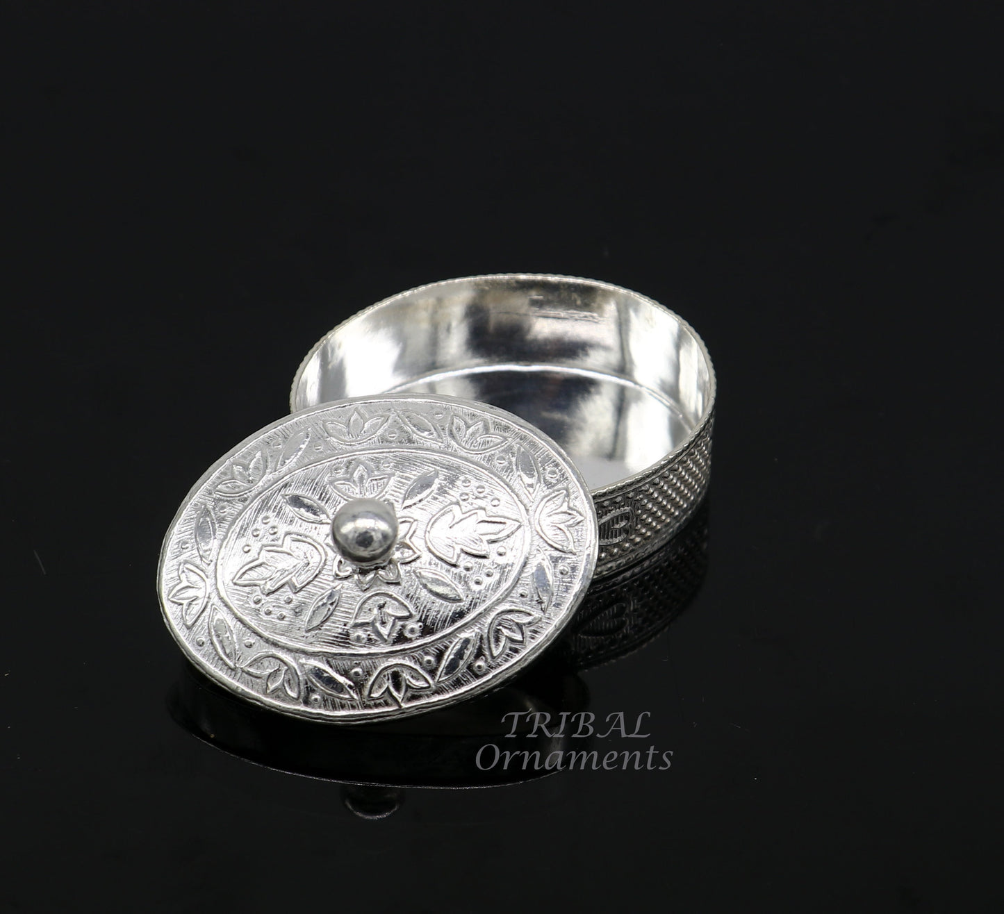 925 sterling silver trinket box, kajal box/casket box bridal polygon shape sindur box collection, container box, eyeliner box gifting stb400 - TRIBAL ORNAMENTS