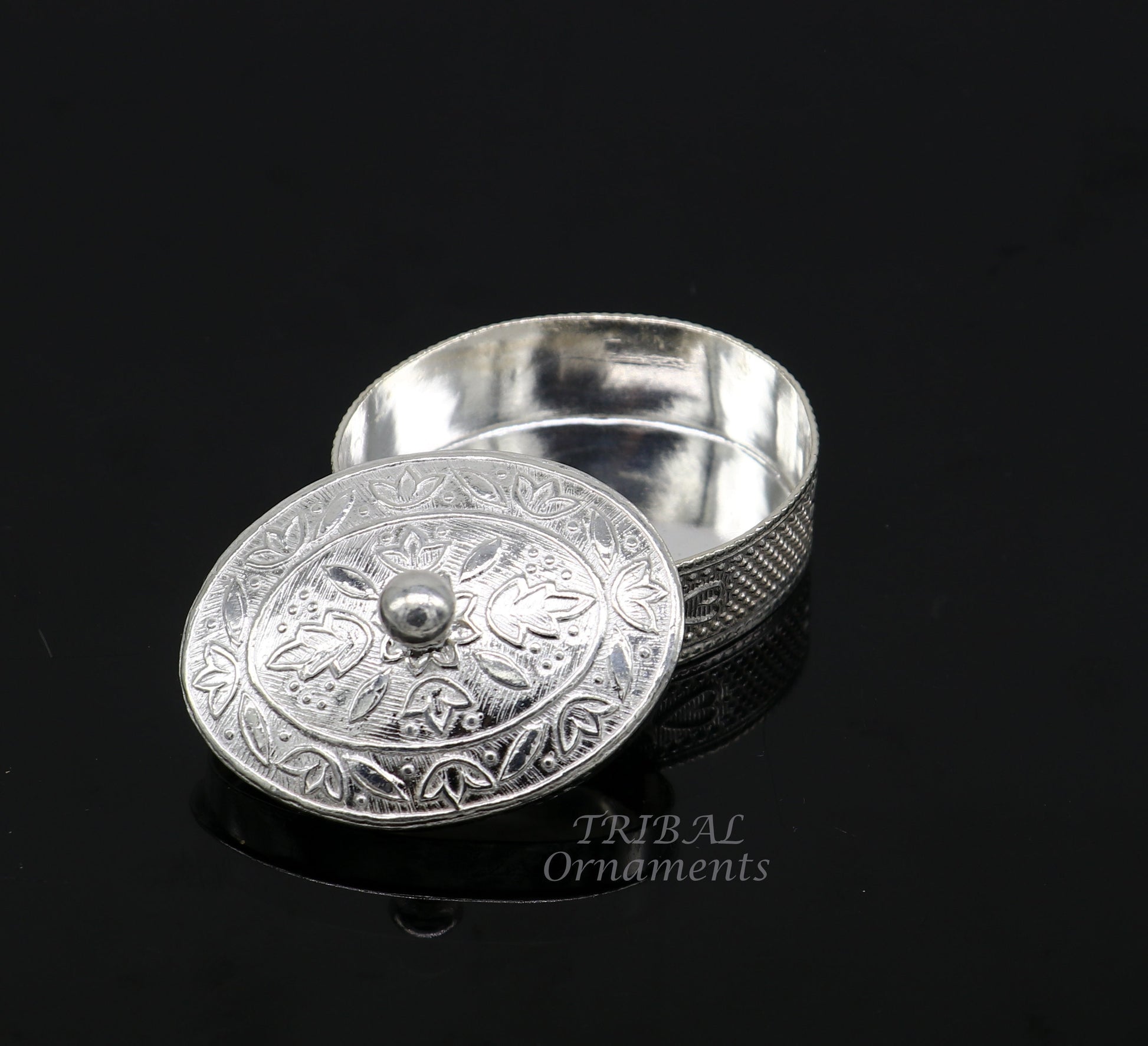 925 sterling silver trinket box, kajal box/casket box bridal polygon shape sindur box collection, container box, eyeliner box gifting stb400 - TRIBAL ORNAMENTS