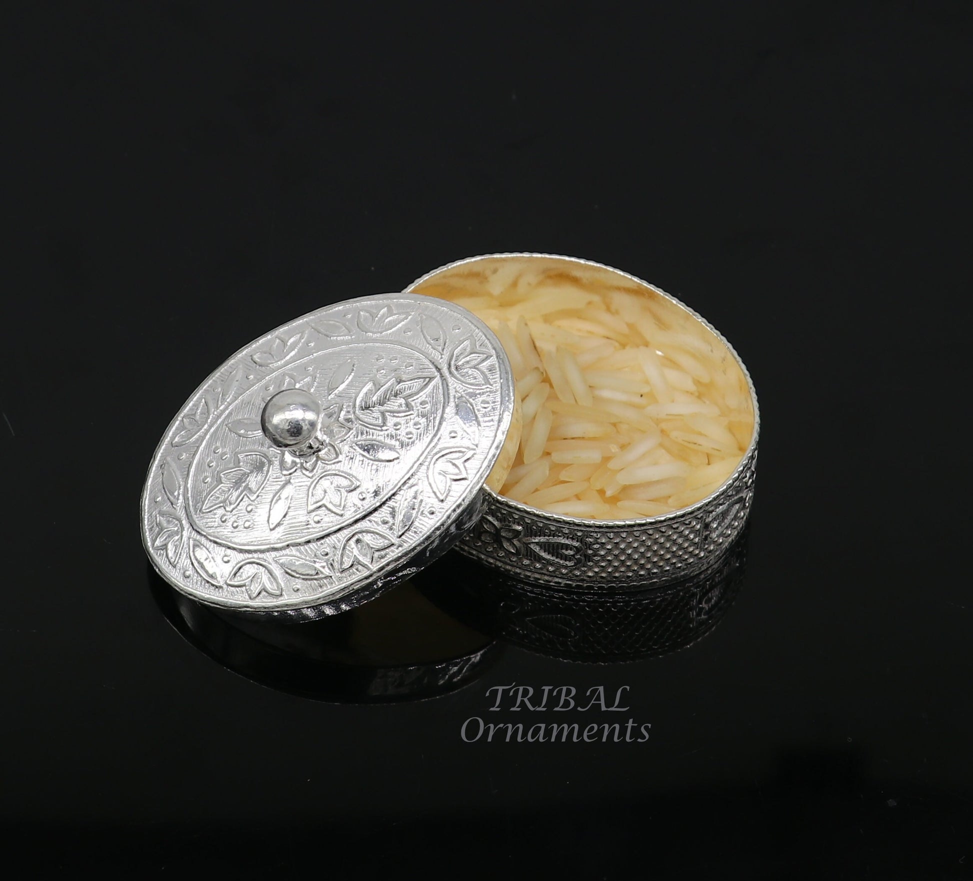 925 sterling silver trinket box, kajal box/casket box bridal polygon shape sindur box collection, container box, eyeliner box gifting stb400 - TRIBAL ORNAMENTS