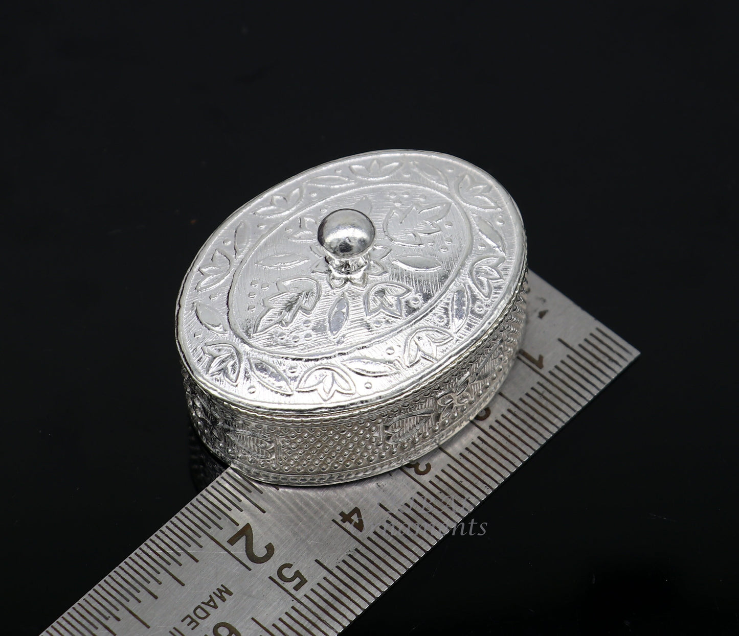 925 sterling silver trinket box, kajal box/casket box bridal polygon shape sindur box collection, container box, eyeliner box gifting stb400 - TRIBAL ORNAMENTS