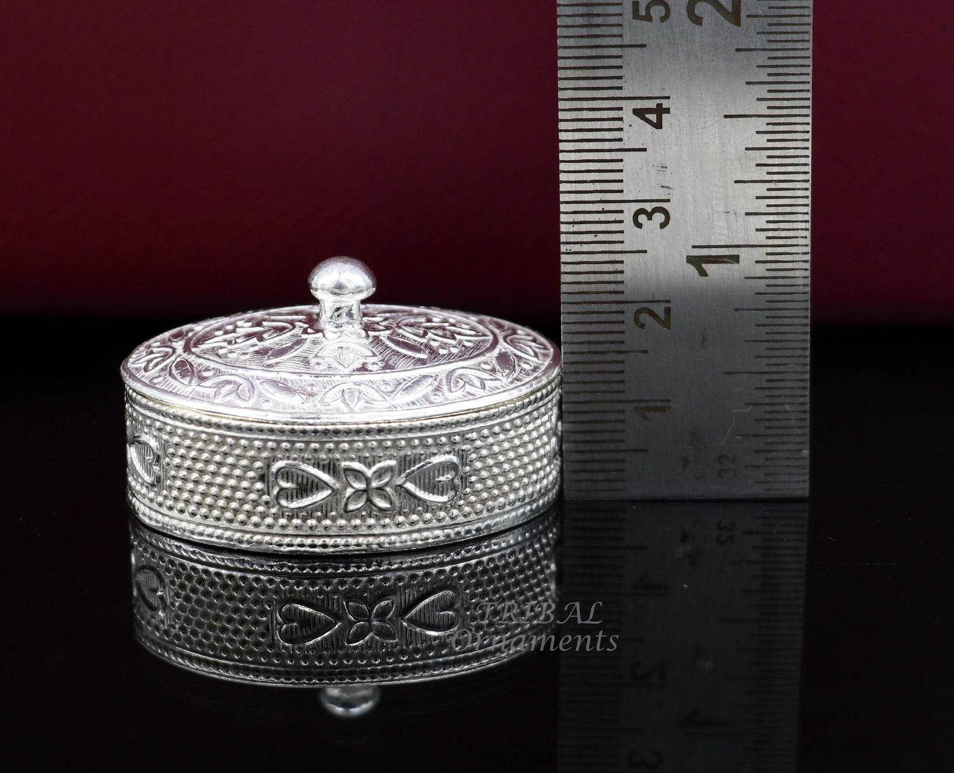 925 sterling silver trinket box, kajal box/casket box bridal polygon shape sindur box collection, container box, eyeliner box gifting stb400 - TRIBAL ORNAMENTS