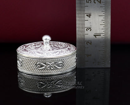 925 sterling silver trinket box, kajal box/casket box bridal polygon shape sindur box collection, container box, eyeliner box gifting stb400 - TRIBAL ORNAMENTS