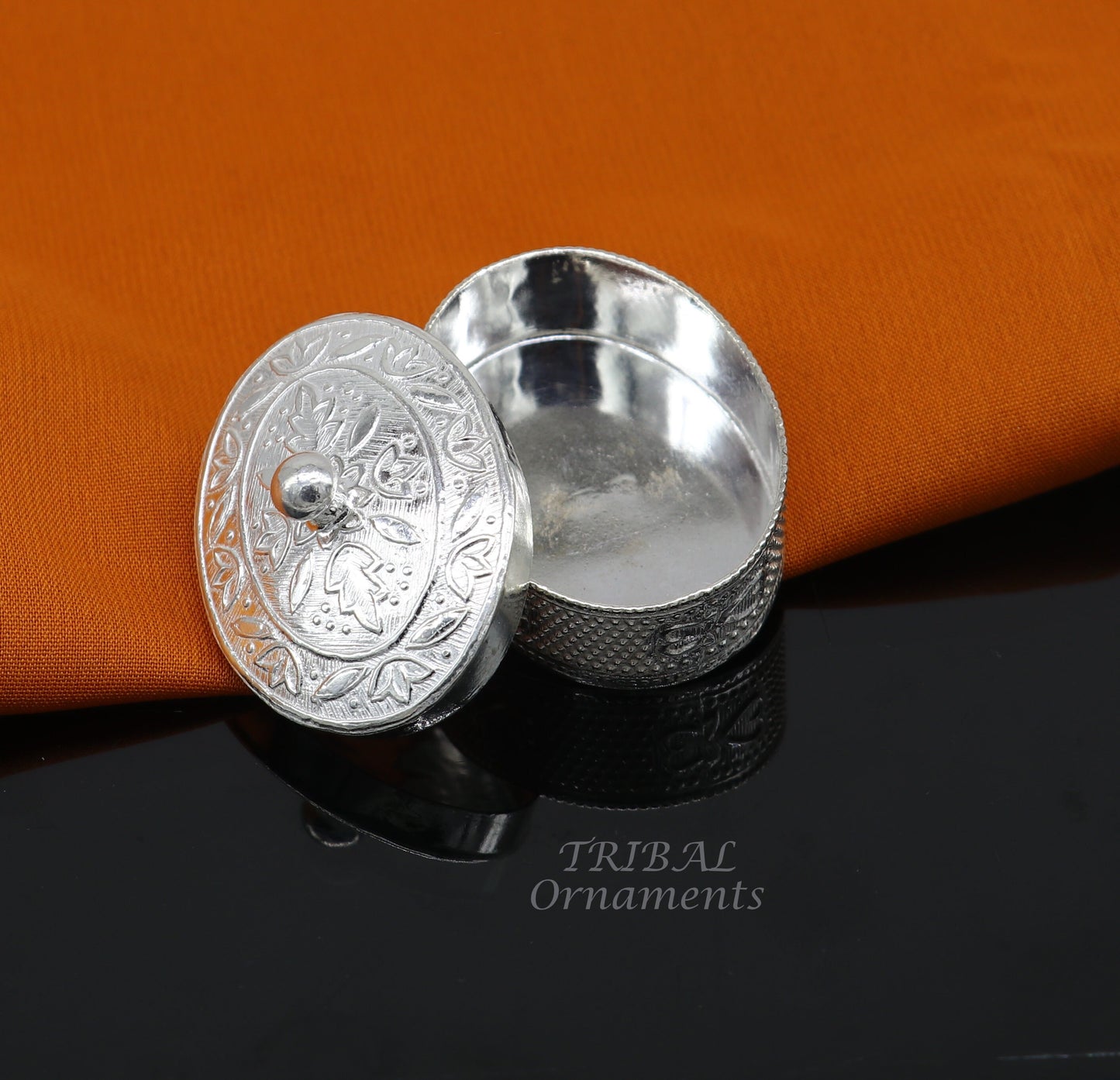 925 sterling silver trinket box, kajal box/casket box bridal polygon shape sindur box collection, container box, eyeliner box gifting stb400 - TRIBAL ORNAMENTS