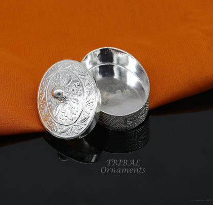 925 sterling silver trinket box, kajal box/casket box bridal polygon shape sindur box collection, container box, eyeliner box gifting stb400 - TRIBAL ORNAMENTS
