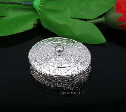 925 sterling silver trinket box, kajal box/casket box bridal polygon shape sindur box collection, container box, eyeliner box gifting stb400 - TRIBAL ORNAMENTS