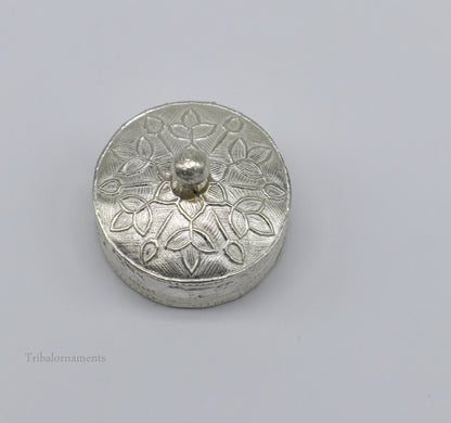 925 sterling silver trinket box, kajal box/casket box bridal round shape Sindur box collection, container box, eyeliner box gifting stb184 - TRIBAL ORNAMENTS