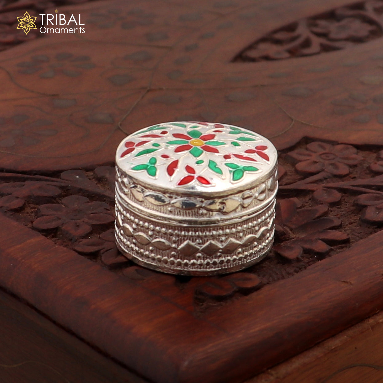 925 sterling silver trinket box, kajal box/casket box round eye liner surma box collection, container box, eyeliner box gifting art stb725 - TRIBAL ORNAMENTS