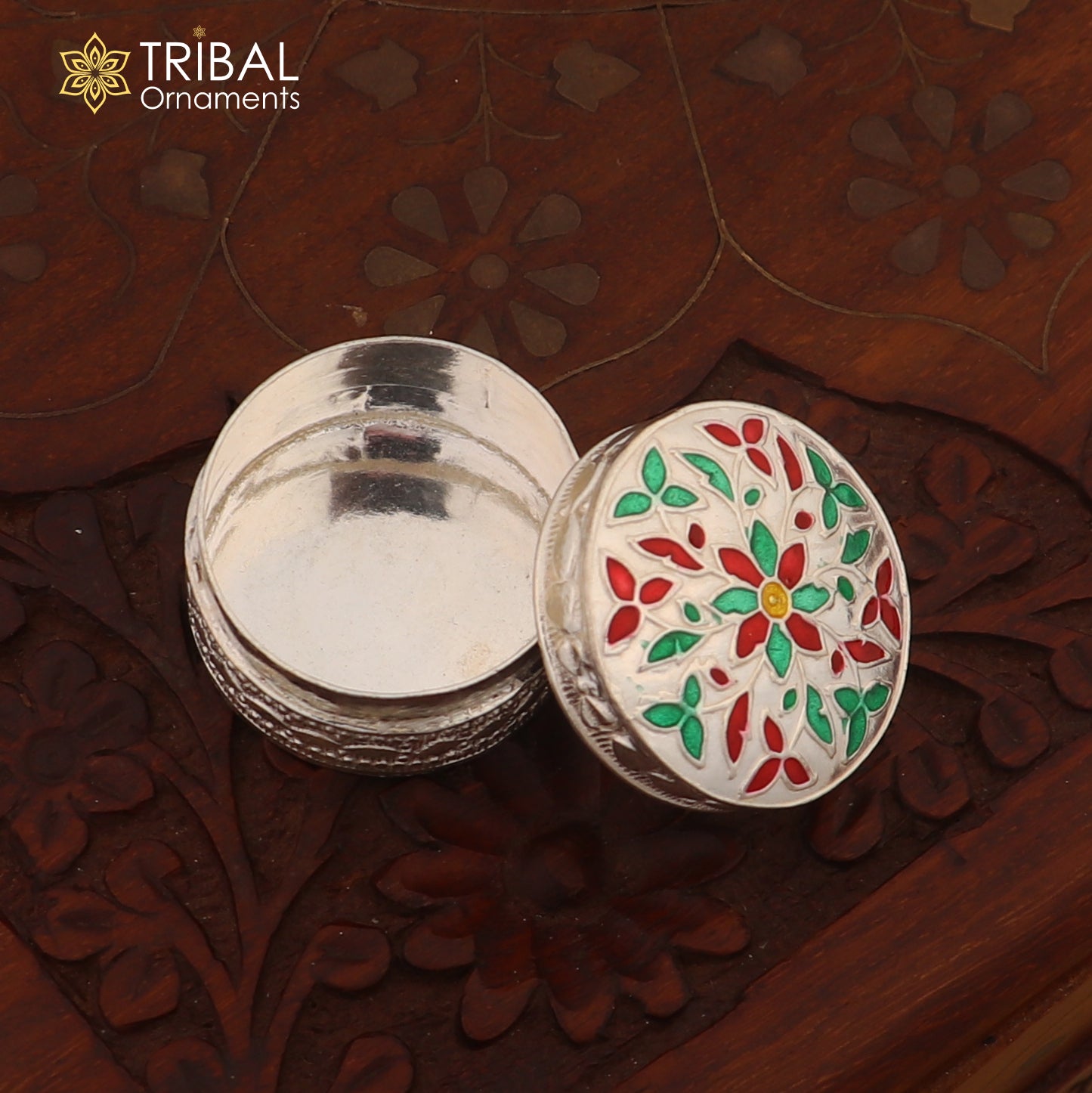 925 sterling silver trinket box, kajal box/casket box round eye liner surma box collection, container box, eyeliner box gifting art stb725 - TRIBAL ORNAMENTS