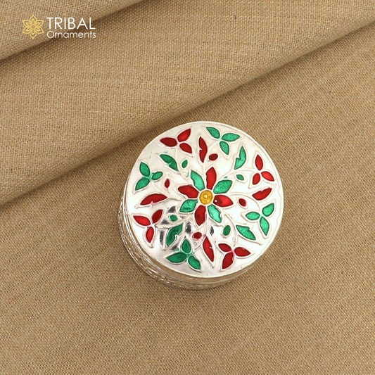 925 sterling silver trinket box, kajal box/casket box round eye liner surma box collection, container box, eyeliner box gifting art stb725 - TRIBAL ORNAMENTS