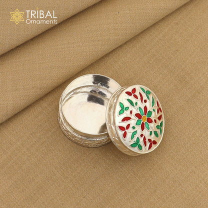 925 sterling silver trinket box, kajal box/casket box round eye liner surma box collection, container box, eyeliner box gifting art stb725 - TRIBAL ORNAMENTS