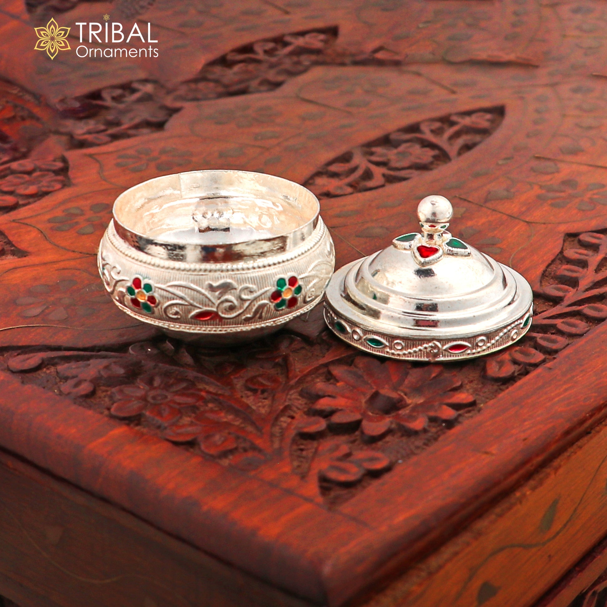 925 sterling silver trinket box, kajal box/casket box, Sindur box collection, container box, eyeliner box best brides  gifting stb392 - TRIBAL ORNAMENTS