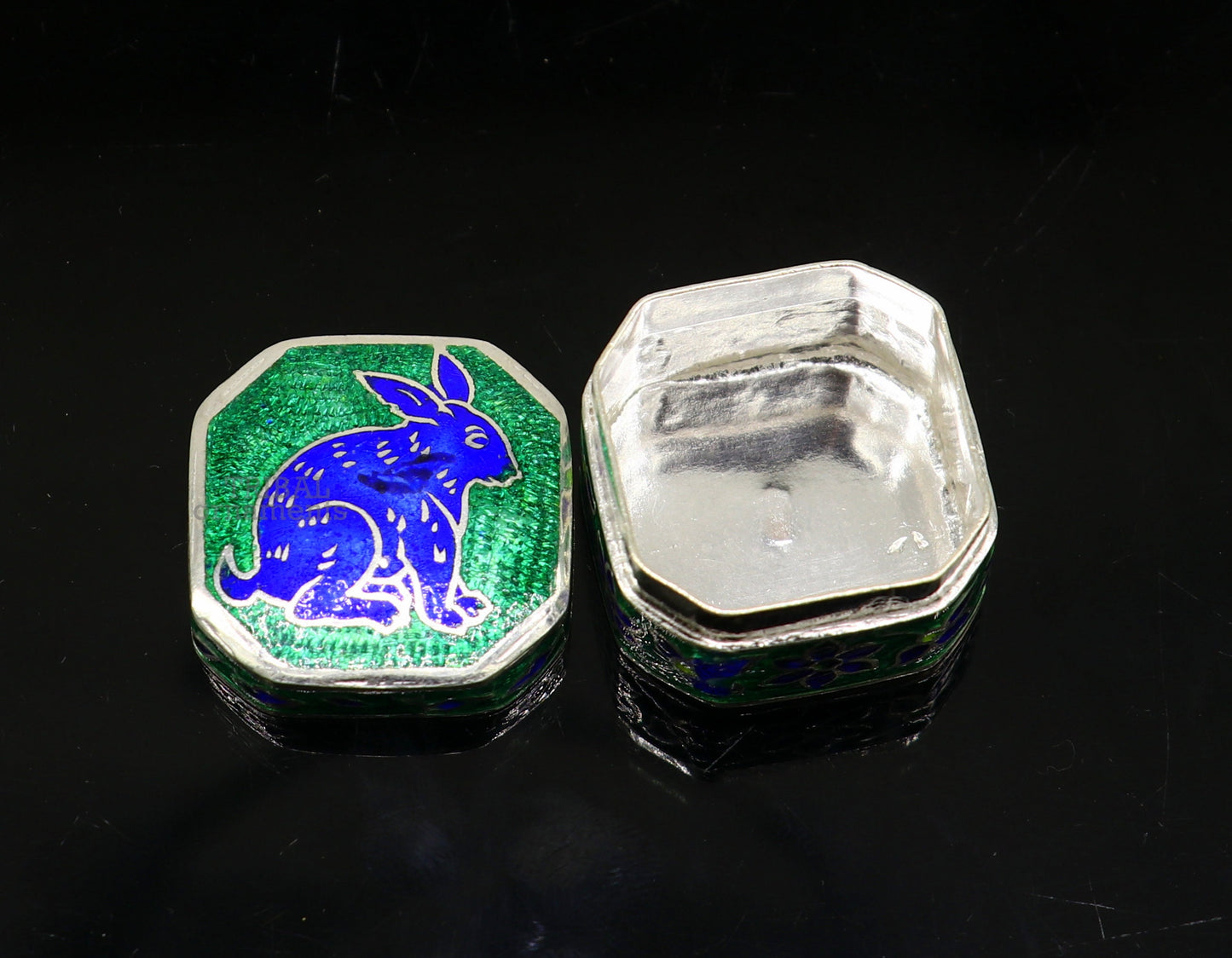 925 Sterling silver trinket box, silver jewelry box, earring box, ring box, small box, casket box, silver container, enamel work box stb154 - TRIBAL ORNAMENTS