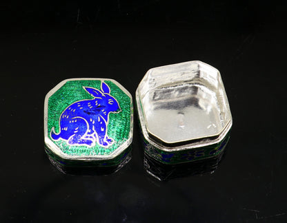 925 Sterling silver trinket box, silver jewelry box, earring box, ring box, small box, casket box, silver container, enamel work box stb154 - TRIBAL ORNAMENTS
