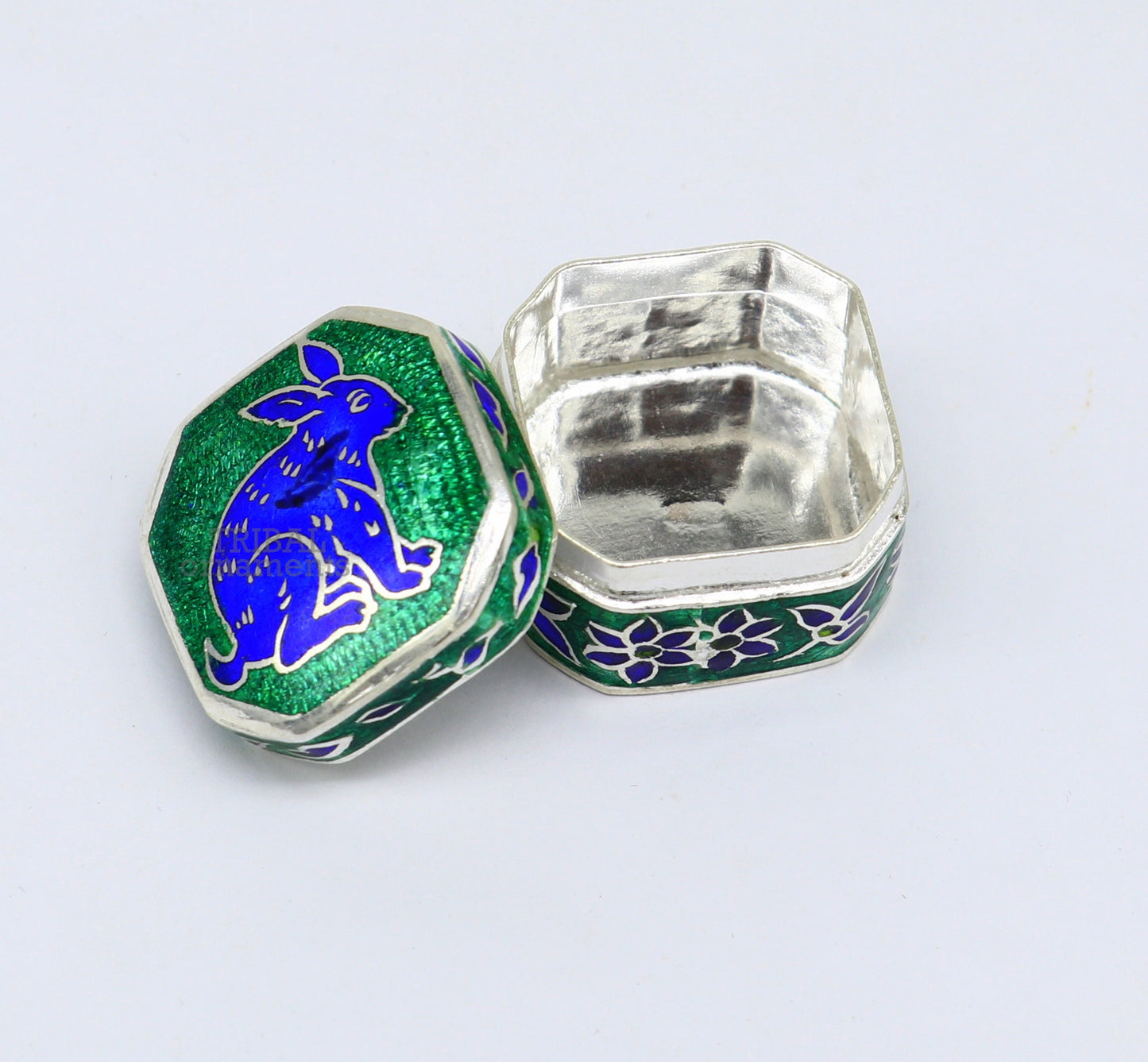 925 Sterling silver trinket box, silver jewelry box, earring box, ring box, small box, casket box, silver container, enamel work box stb154 - TRIBAL ORNAMENTS