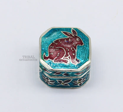 925 Sterling silver trinket box, silver jewelry box, small brides gifting box,eyes kajal box, silver container, floral design box stb153 - TRIBAL ORNAMENTS