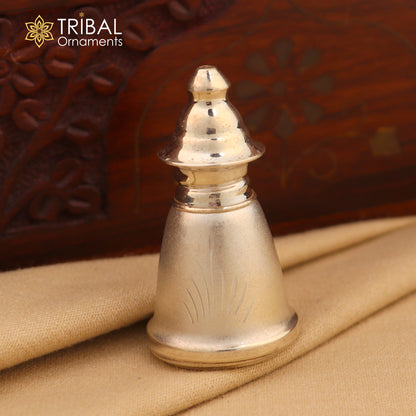 925 sterling silver bridal sindoor box with intricate tribal ornament design, jewelry and gift storage container.