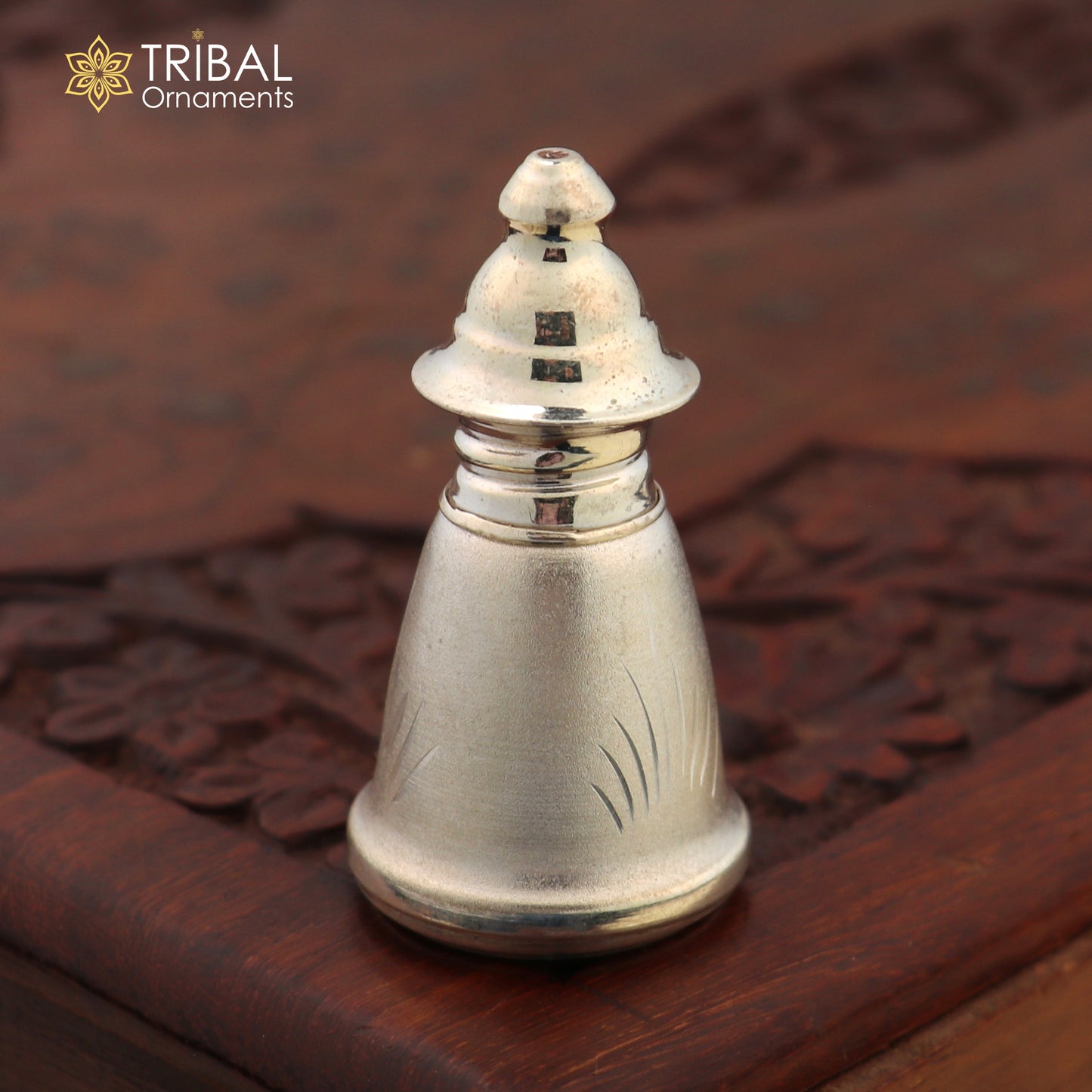 925 sterling silver bridal sindoor box, jewelry container with intricate tribal ornament design, ideal for gifts and special occasions