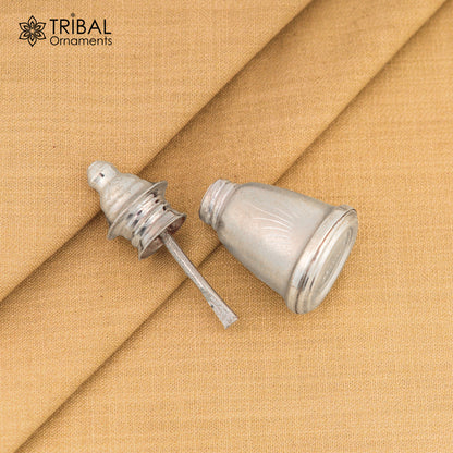 925 sterling silver trinket box with intricate tribal ornament design, suitable for sindoor, jewelry, or bridal vermilion storage.
