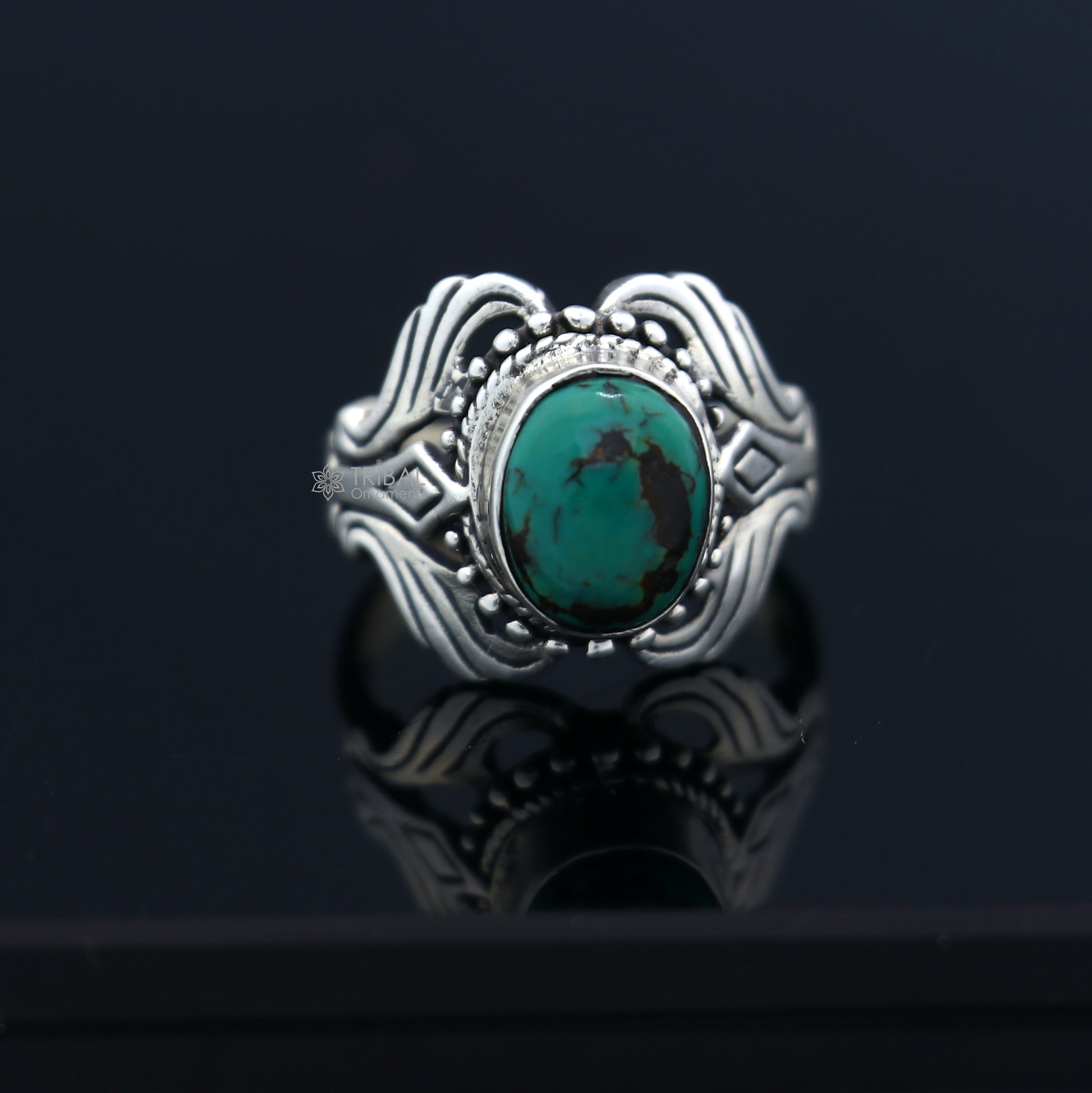 925 sterling silver turquoise stone ring Jewelry sr720 - TRIBAL ORNAMENTS