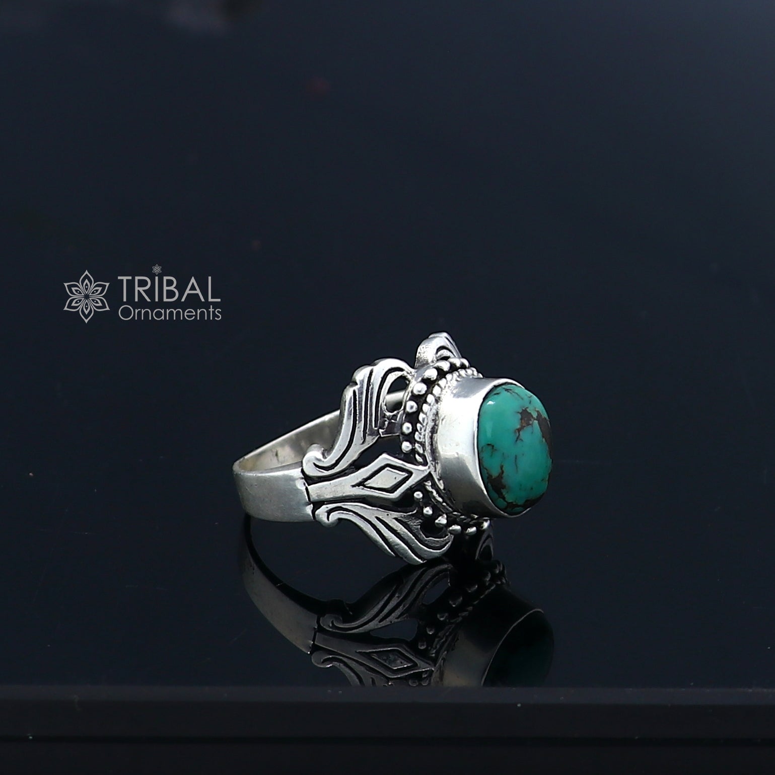 925 sterling silver turquoise stone ring Jewelry sr720 - TRIBAL ORNAMENTS