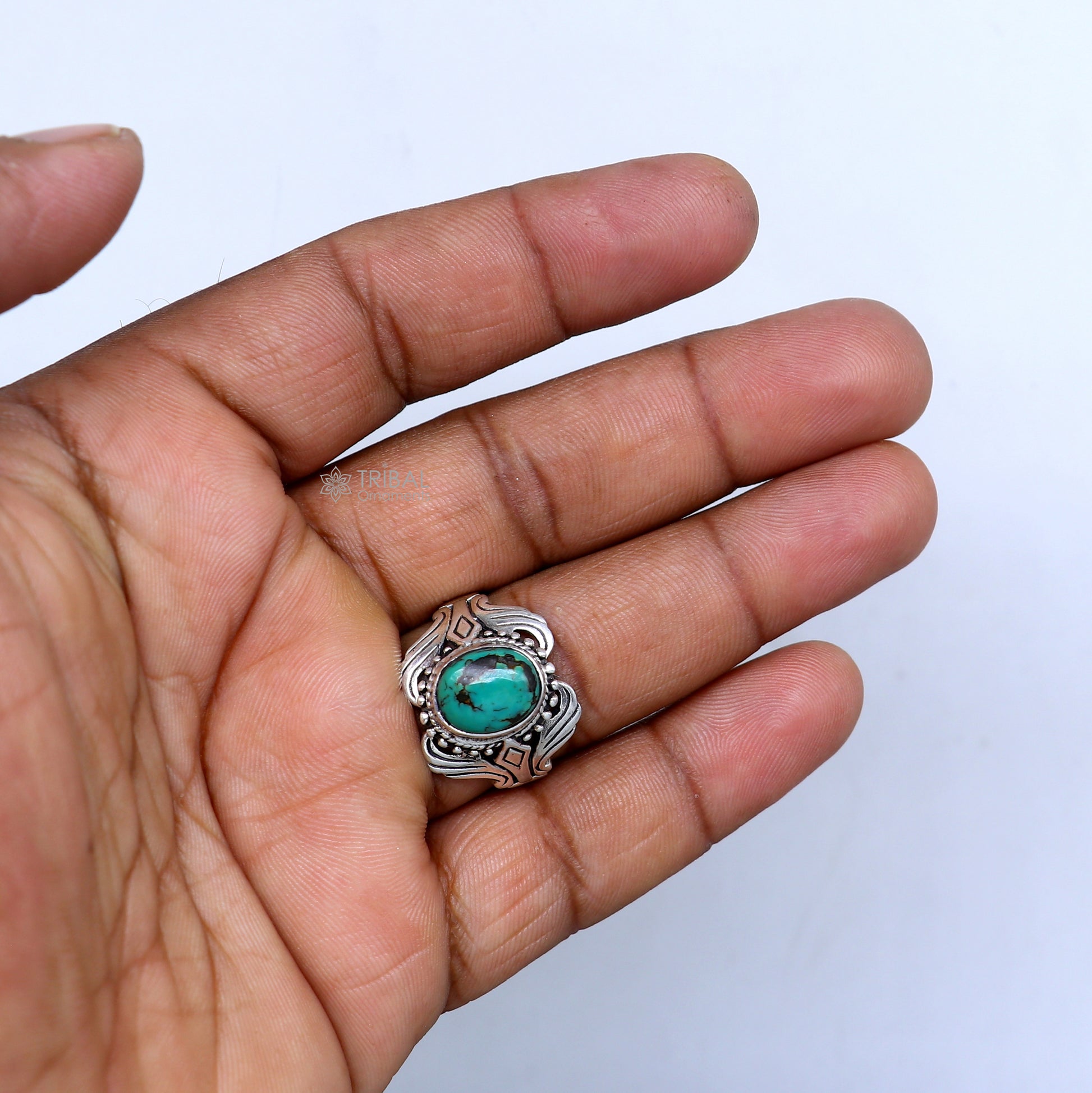 925 sterling silver turquoise stone ring Jewelry sr720 - TRIBAL ORNAMENTS