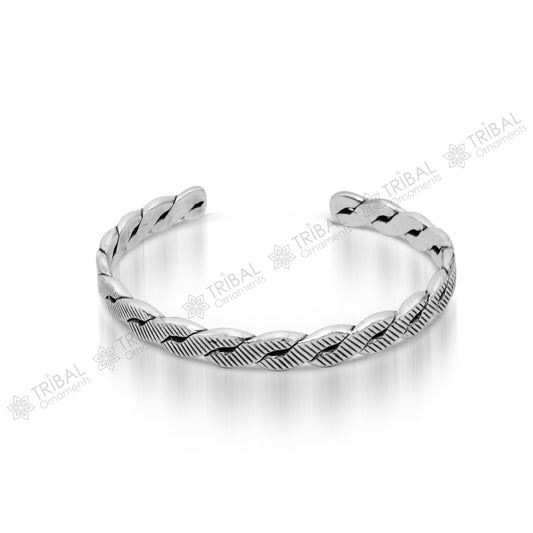 925 sterling silver twisting design cuff kada modern trendy fashion kada is a stunning and versatile piece of jewelry fcuff158 - TRIBAL ORNAMENTS