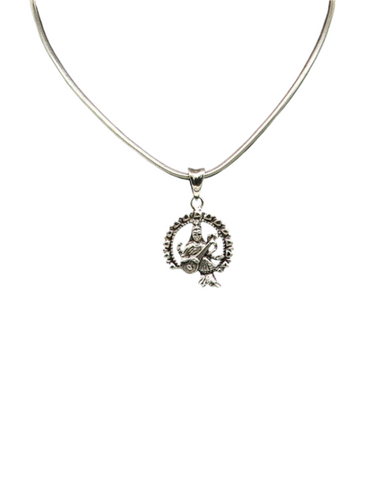 925 sterling silver Goddess Saraswati pendant by TRIBAL ORNAMENTS, featuring intricate tribal design and personalized jewelry style.