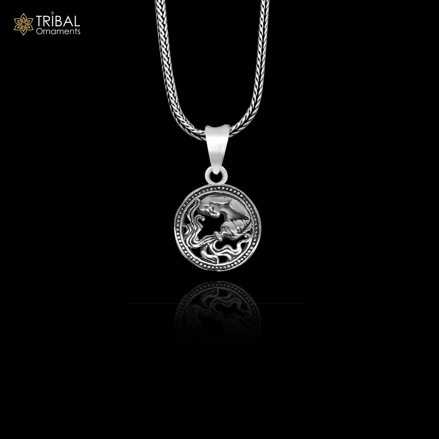 925 sterling silver unique Design horoscope zodiac Aquarius sign/symbol pendant unique "Kumbh Rashi" symbol pendant ethnic jewelry nsp579 - TRIBAL ORNAMENTS