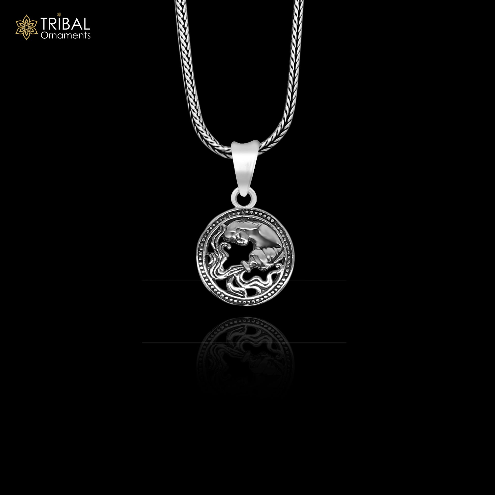 925 sterling silver unique Design horoscope zodiac Aquarius sign/symbol pendant unique "Kumbh Rashi" symbol pendant ethnic jewelry nsp579 - TRIBAL ORNAMENTS