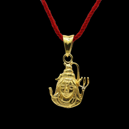 925 sterling silver Lord Shiva pendant with gold polish and trident, unisex divine jewelry by TRIBAL ORNAMENTS.