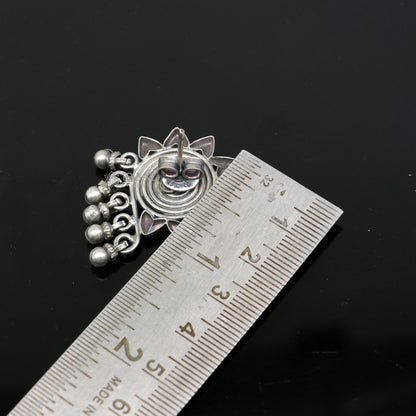 925 sterling silver floral design stud earrings by TRIBAL ORNAMENTS, showcasing intricate ethnic brides jewelry with unique craftsmanship.
