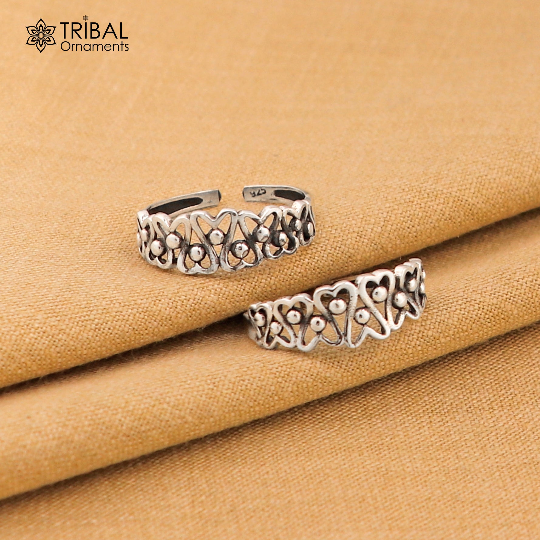 925 sterling silver uniquely handcrafted flower style oxidized toe rings. best brides wedding jewelry tribal jewelry ytr17 - TRIBAL ORNAMENTS