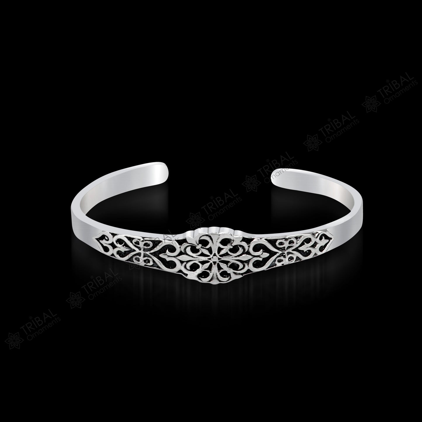 925 sterling silver vintage antique design handmade adjustable bangle bracelet kada customized unisex jewelry cuff140 - TRIBAL ORNAMENTS