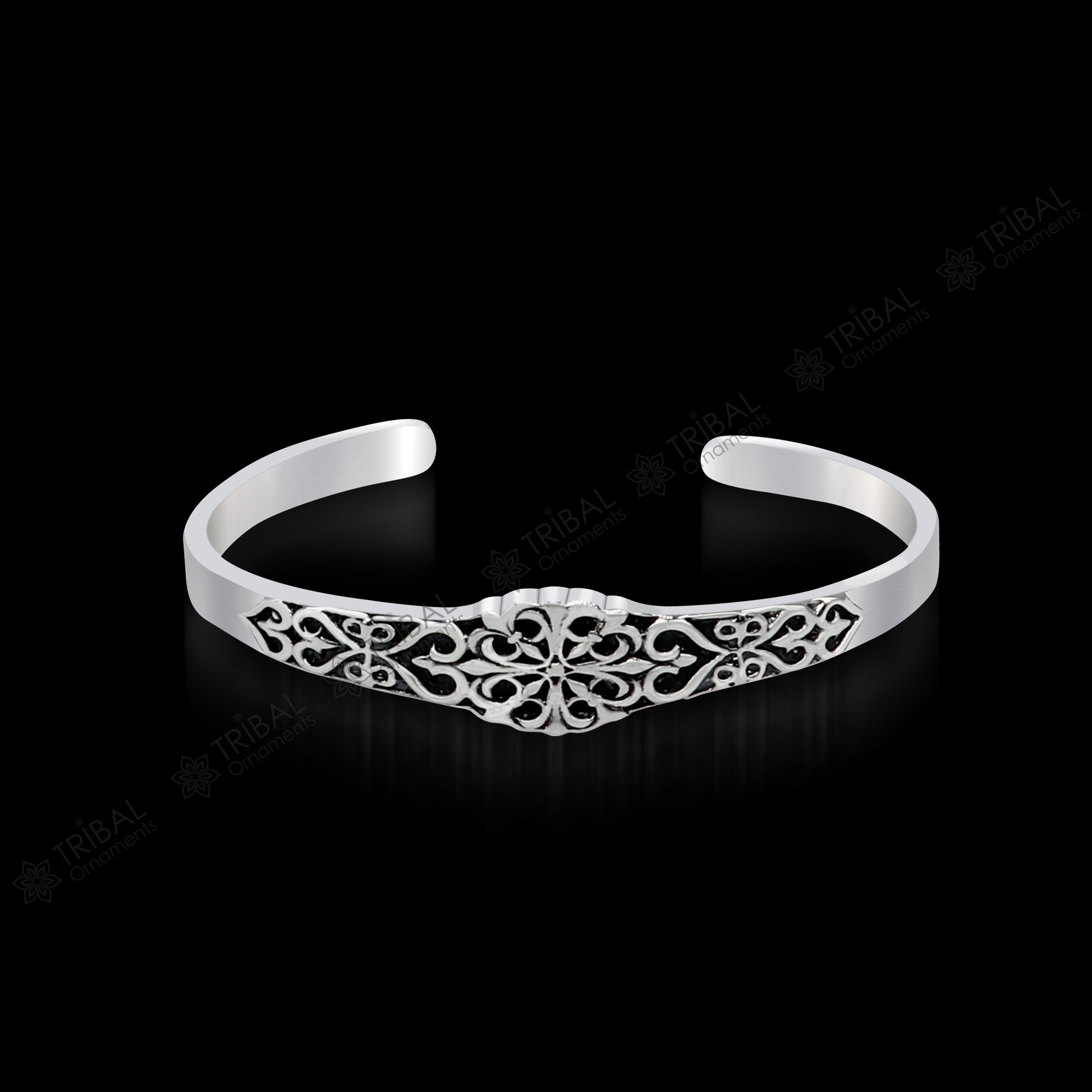 925 sterling silver vintage antique design handmade adjustable bangle bracelet kada customized unisex jewelry cuff140 - TRIBAL ORNAMENTS