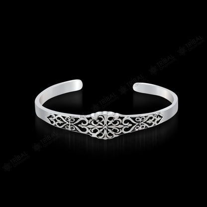 925 sterling silver vintage antique design handmade adjustable bangle bracelet kada customized unisex jewelry cuff140 - TRIBAL ORNAMENTS
