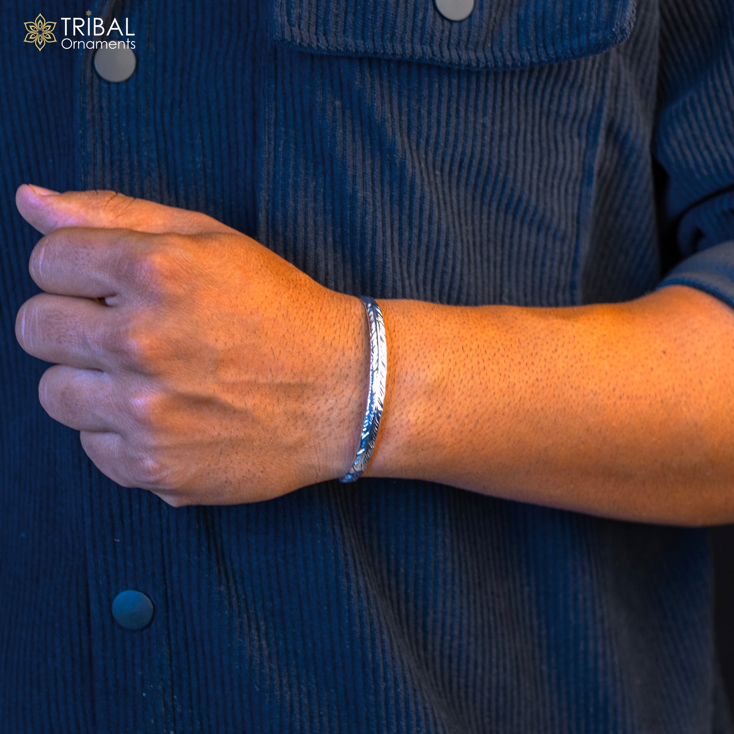 925 sterling silver vintage antique feather design handmade adjustable cuff bangle bracelet kada unisex men's or girl's jewelry nsk370 - TRIBAL ORNAMENTS