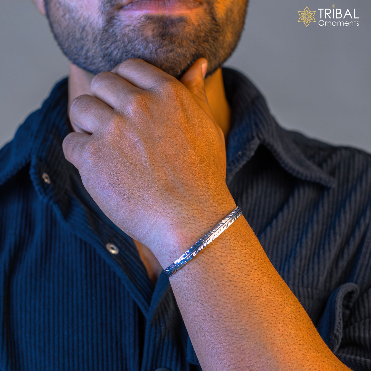 925 sterling silver vintage antique feather design handmade adjustable cuff bangle bracelet kada unisex men's or girl's jewelry nsk370 - TRIBAL ORNAMENTS