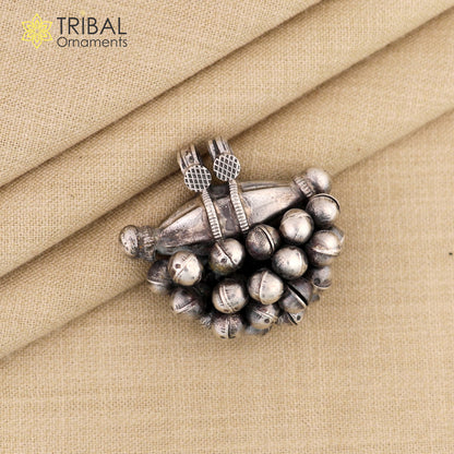 925 sterling silver vintage design amulet pendant hanging bells tribal ethnic necklace jewelry nsp303 - TRIBAL ORNAMENTS