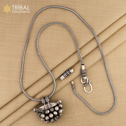 925 sterling silver vintage design amulet pendant hanging bells tribal ethnic necklace jewelry nsp303 - TRIBAL ORNAMENTS
